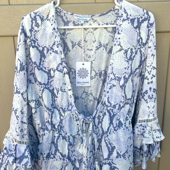 blue island Swim Nwt Blue Island Boho Swimsuit Coverup Size L Poshmark